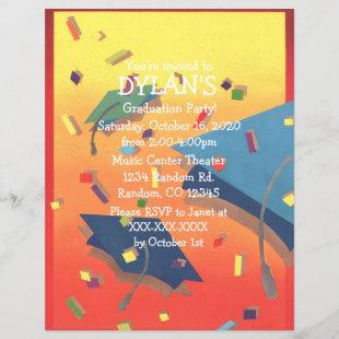 Colorful theme graduation party flyer invitations
