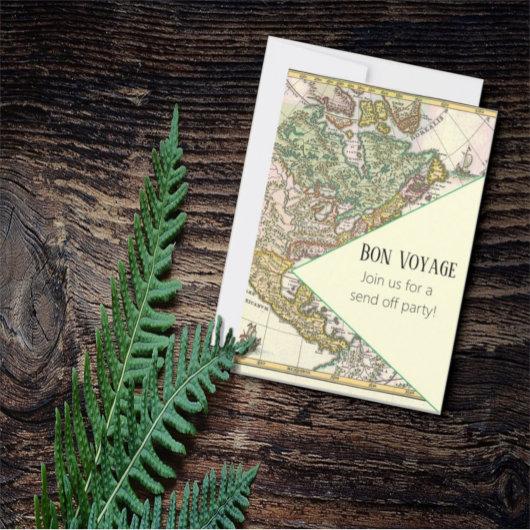 Colorful Vintage Map Bon Voyage Send Off Party Invitation