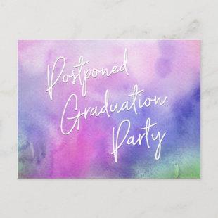 Colorful Watercolor Postponed Graduation Party Postcard