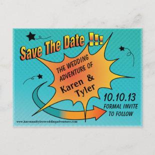 Comic Dot Save The Date Announcement Postcard