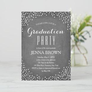 Confetti Chalkboard Graduation Party Invitation