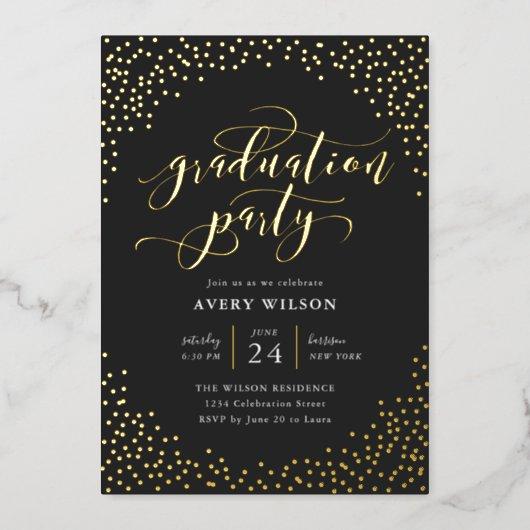 Confetti Elegant Script Graduation Party Foil Invi Foil Invitation