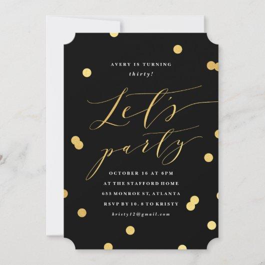 Confetti faux foil birthday party invitation