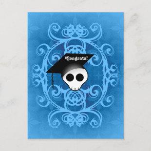 Congrats Gothic graduation skull Announcement Postcard