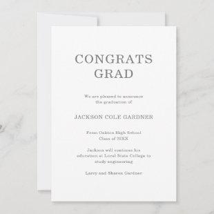 Congrats Grad Classic Gray Non Photo Graduation Announcement