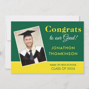 Congrats Grad Photo Green Yellow 2024 Graduation Announcement