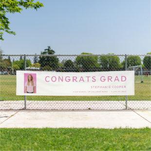 Congrats Grad Photo Pink Text Graduation Banner