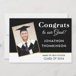 Congrats Grad Photo White Black 2024 Graduation Announcement