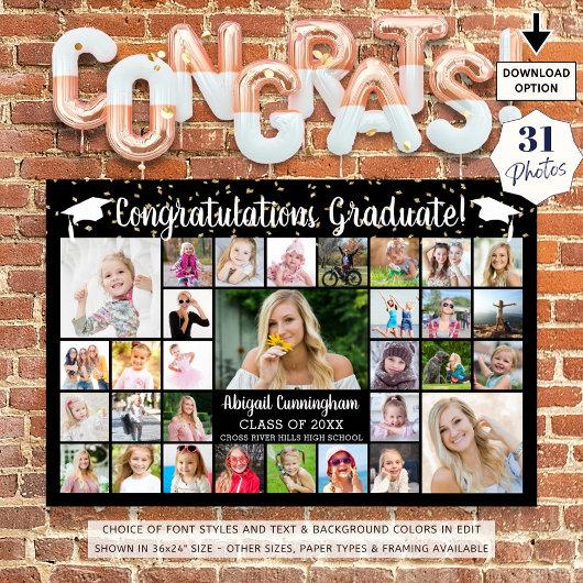 Congrats Graduate 31 Photo Collage Custom Color Poster