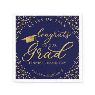 Congrats To Our Grad Gold Blue Graduation Napkins