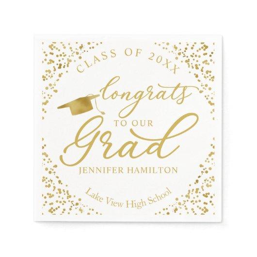 Congrats To Our Grad Gold White Graduation Napkins