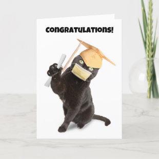 Congratulations Graduate Cat in Face Mask Humor Holiday Card