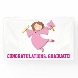 Congratulations Graduate Class of 2024 Girl Pink  Banner