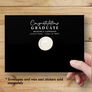 Congratulations Graduate Name, School & Year Black Envelope