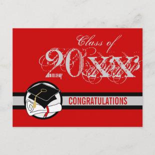 Congratulations Graduation Postcard Diploma Red 1