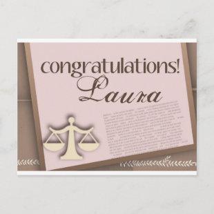 Congratulations Law School Graduate Announcement Postcard