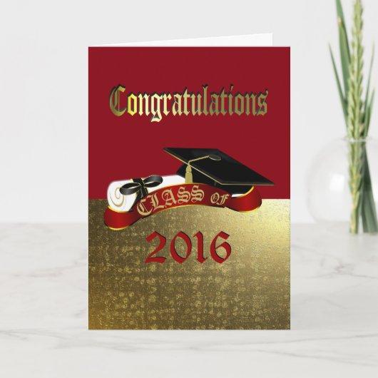 Congratulations Red and Gold Graduation Card