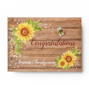Congratulations Rustic Sunflower Cash Gift   Envelope