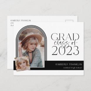 Contemporary Chic Graduation Photo Announcement Postcard