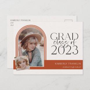 Contemporary Chic Graduation Photo Announcement Postcard