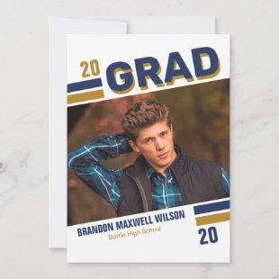 Contemporary Varsity Grad Photo Card