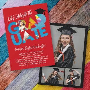 Cool Graduate Cutout Photo Modern Graduation Party Invitation