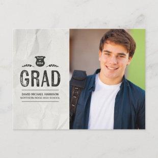 Cool Grunge Photo Graduation Announcement Postcard