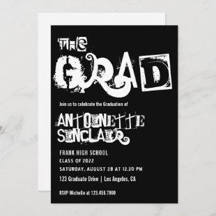 Cool Grunge Typography Graduation Party Invitation
