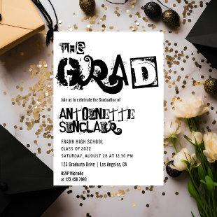 Cool Grunge Typography Graduation Party Invitation