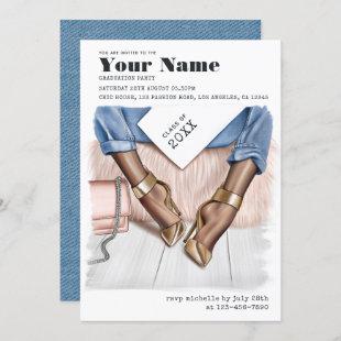 Cool Jeans Glam Chic Graduation Party Invitation