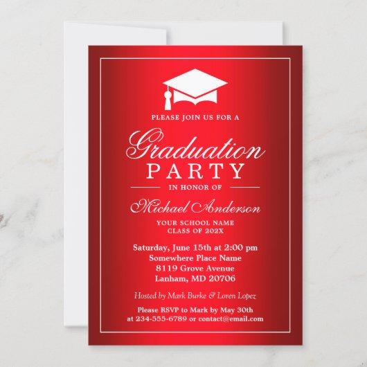 Cool Plain Red Gradient Look Graduate Graduation Invitation