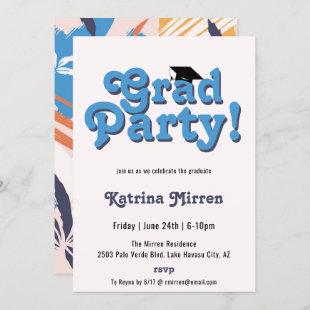 Cool Retro Colorful Graduation Party Invitation