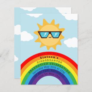 Cool Sun and Rainbow Budget Kids Graduation Invite
