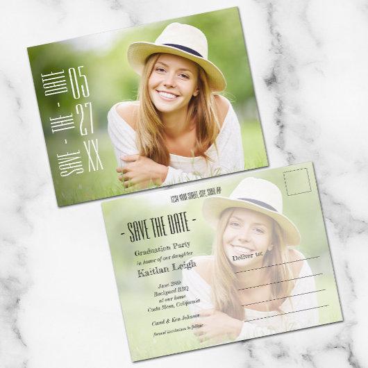 Cool Text Photo Graduation Save the Date Postcard