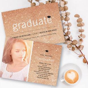 Copper Glitter Graduate Simple Graduation Party Invitation