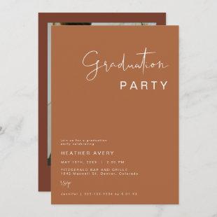 CORIANDER Terracotta and Rust Graduation Party Invitation