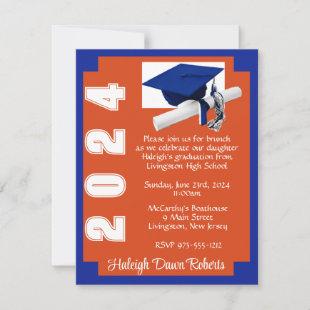 Corner Block Orange & Royal Blue Graduation Invitation