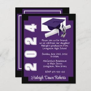 Corner Block Purple & Black Graduation Invitation