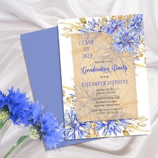 Cornflower Blue Wildflower Floral Graduation Party Invitation