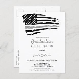 Correctional Officer Graduation Party America Flag Announcement Postcard