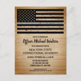 Correctional Officer Thin Gray Line Graduation Invitation Postcard