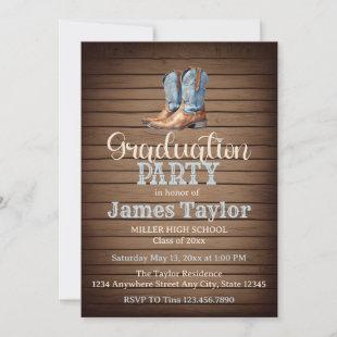 Country Cowboy Boots Graduation Party Invitation