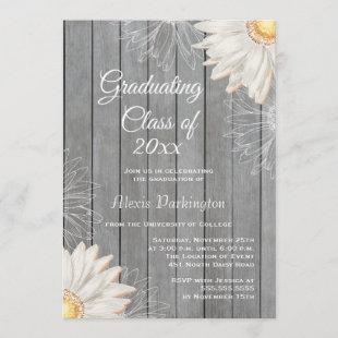 Country rustic white daisy graduation party invite