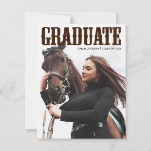 Country Western Graduate Photo Cowgirl Graduation Announcement