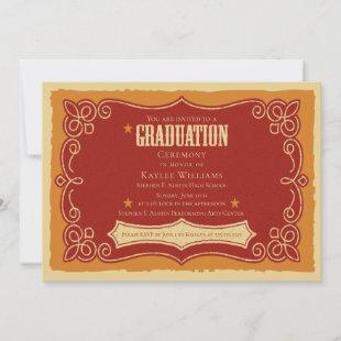 Country Western Rustic Red Tan 2023 Graduation Invitation