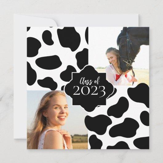 Cow Print Graduation Photo Invitation