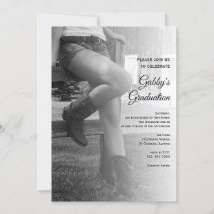 Cowgirl and Fence Barn Party Graduation Invitation