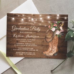 Cowgirl Boots Graduation Party Invitation