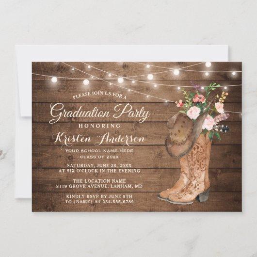 Cowgirl Boots Graduation Party Invitation