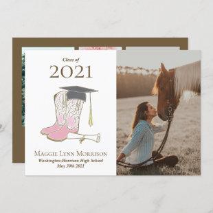 Cowgirl Country Photo Graduation Announcement Pink